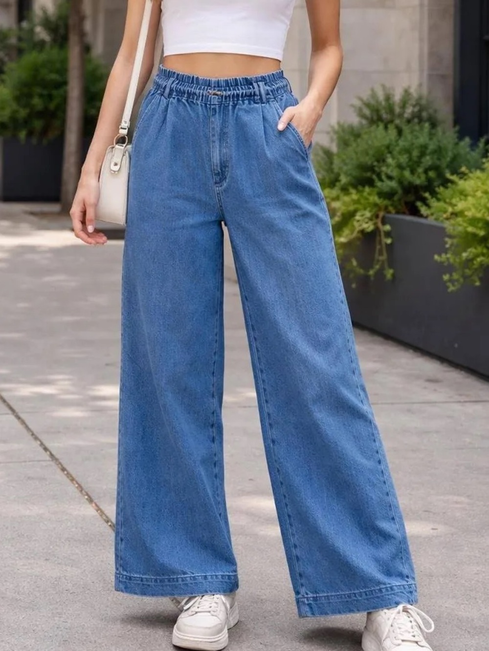 Young Fabulous and Broke Wide Leg Palazzo Jeans Elastic Waist Pull On Size Large